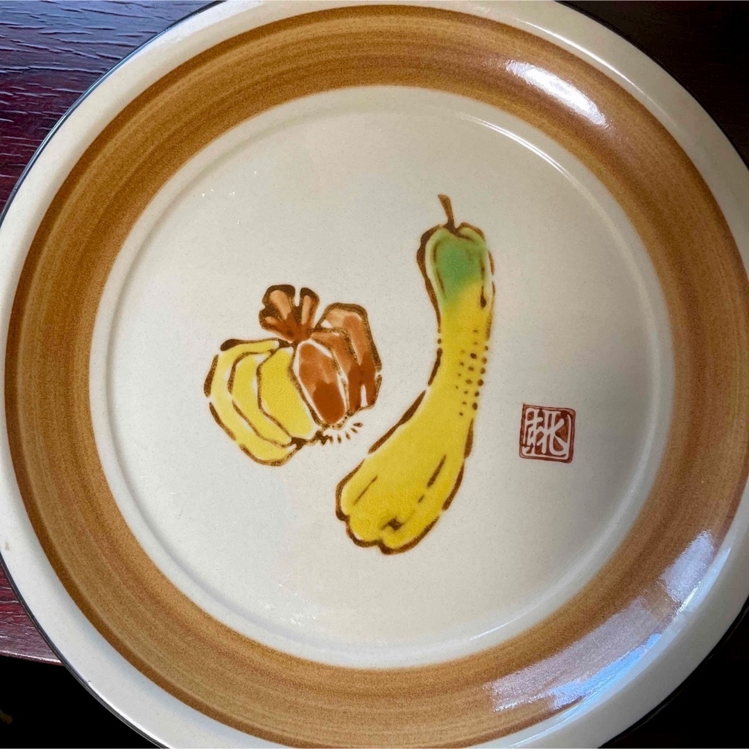 お値下げ❗️桃山炻器 桃山陶器 野菜柄プレート 大5枚 新品未使用❗️入手困難 2