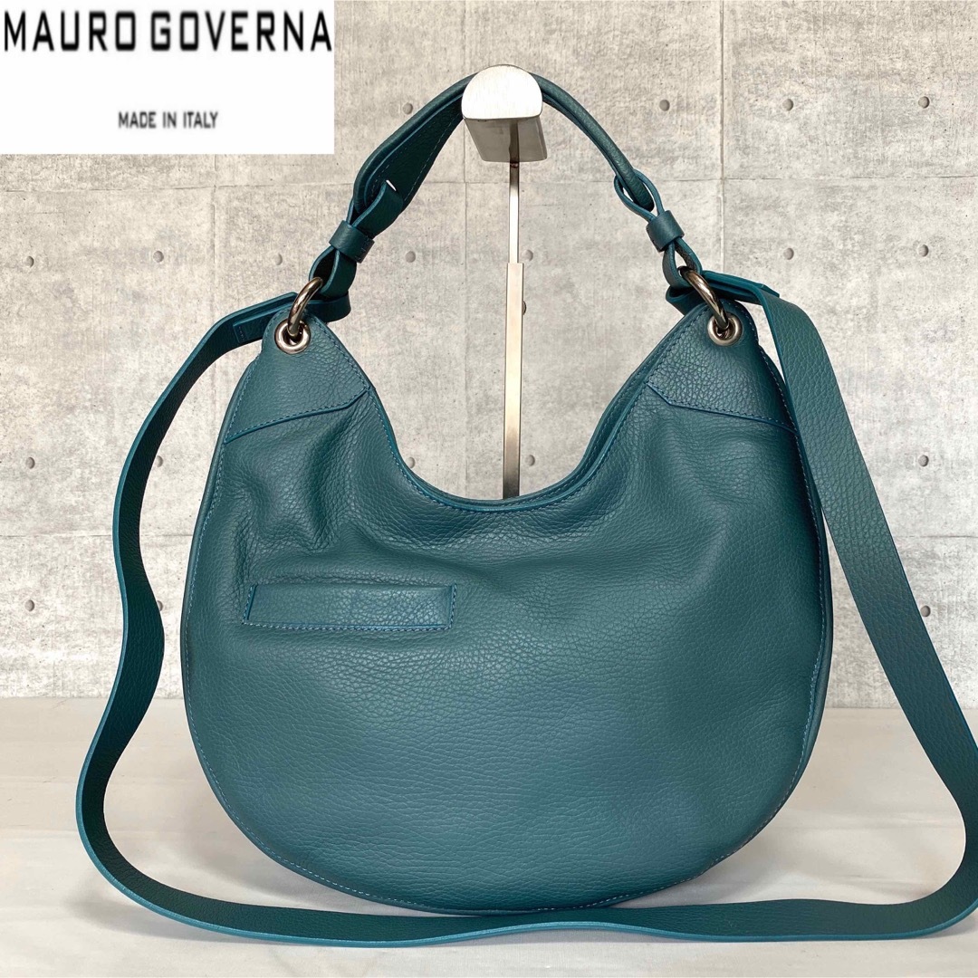 【極美品】MAURO GOVERNA ターコイズブルー 2WAYショルダーバッグ