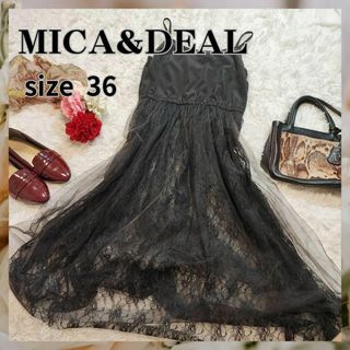 マイカアンドディール(MICA&DEAL)のMICA&DEAL【36】ロング丈　ワンピース　透け感　ブラック(ロングワンピース/マキシワンピース)