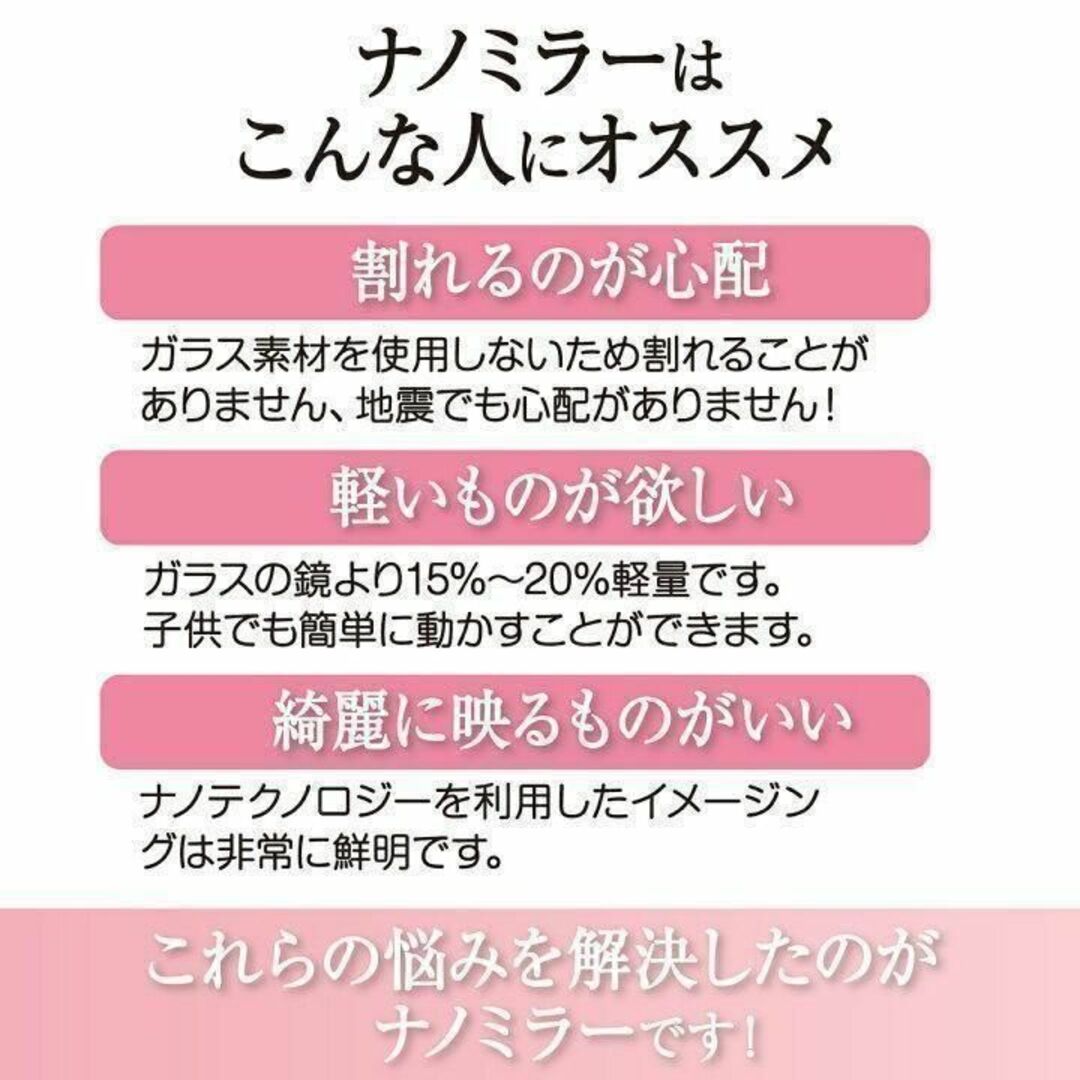 割れない鏡 マグネットミラー 全身 姿見鏡 幅150×高さ40cm 1632の通販