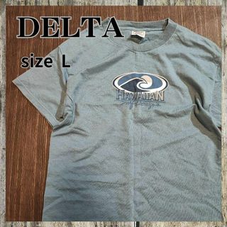 デルタ(DELTA)のDELTA【L】半袖　プリント　Tシャツ　ネイビー(Tシャツ/カットソー(半袖/袖なし))