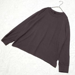 ユニクロ(UNIQLO)のユニクロ レディース【XL】カットソー♡カジュアル 大きめサイズ♡ブラウン(カットソー(長袖/七分))