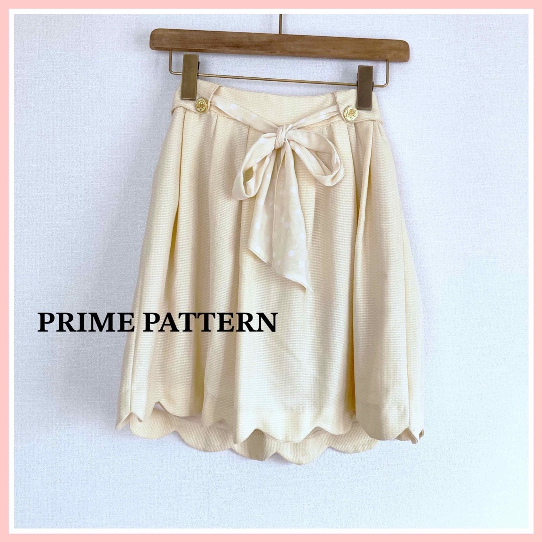 PRIME PATTERN(プライムパターン)の【早い者勝ち】 プライムパターン ドット柄リボン スカラップ スカート レディースのスカート(ひざ丈スカート)の商品写真