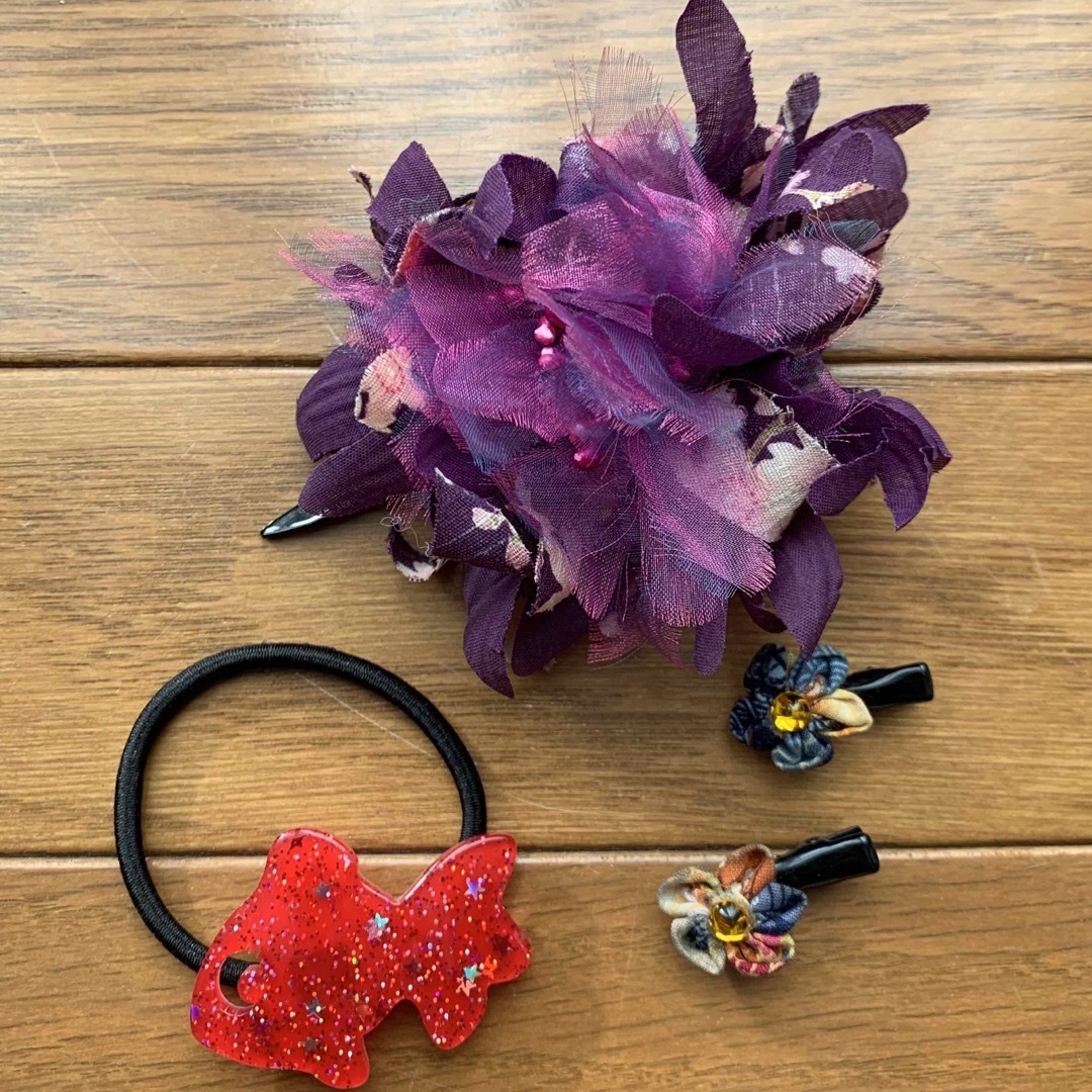 祭り 髪飾り 紫 花 ヘアピン 金魚 ヘアゴム | フリマアプリ ラクマ