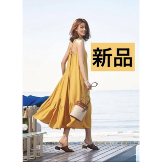 ルーニィ(LOUNIE)のルーニィ新品★朝比奈彩着洗える！キャミワンピースロングギャザーワンピ夏ワンピ(ロングワンピース/マキシワンピース)