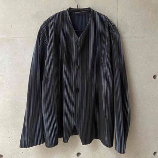 プリーツプリーズ　ISSEY MIYAKE　黒ジャケット　ポケット付　レア　希少