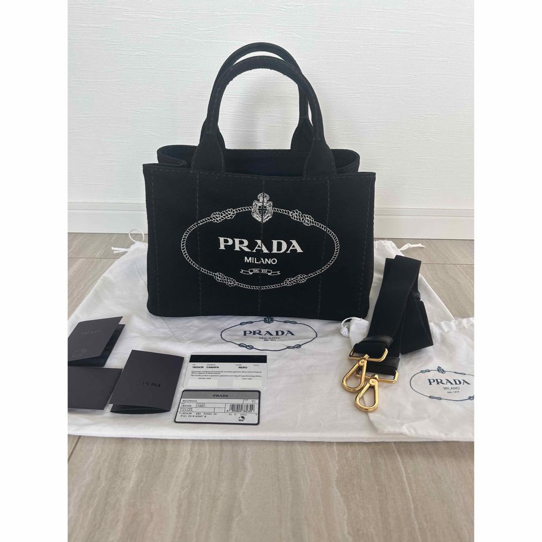 PRADA - 限定価格❗️極美品 PRADA黒カナパ S トートバッグ キャンバス