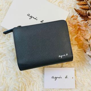 アニエスベー(agnes b.)の未使用級＊agnes b. 長財布 ロゴ金具 ジップ 大容量 レザー グレー(財布)