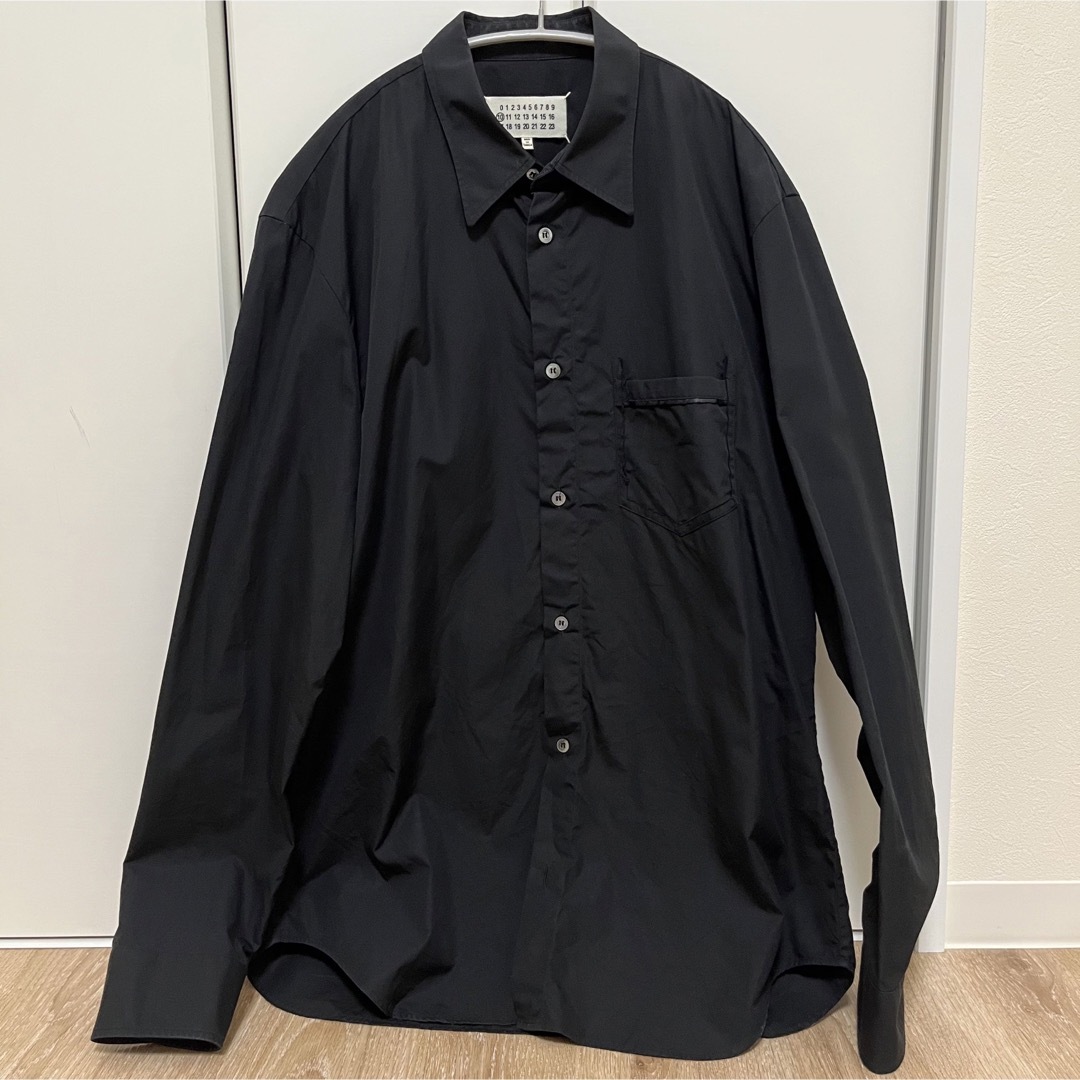 黒42新品 メゾン マルジェラ ポプリン 長袖 シャツ メンズ ドレス ブラック