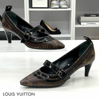 ルイヴィトン(LOUIS VUITTON)の6359 ヴィトン レザー パテント モノグラム パンプス ブラウン(ハイヒール/パンプス)