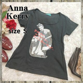 アンナケリー(Anna Kerry)のAnna Kerry【S】トップス　半袖　Tシャツ　プリント　ブラック(Tシャツ(半袖/袖なし))