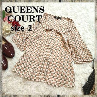 クイーンズコート(QUEENS COURT)のQUEENS COURT【2】トップス　半袖　シャツ　花柄　ブラウス　ピンク(シャツ/ブラウス(半袖/袖なし))