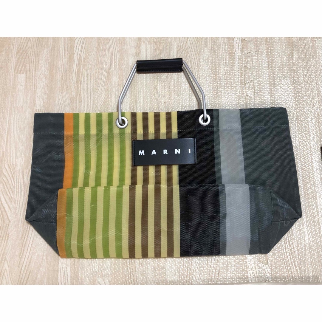 MARNI MARKET ストライプバッグ ミニ  マルチグレー