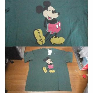 レアディズニー ミッキー キャラクターTシャツ イエロー メンズ3XL