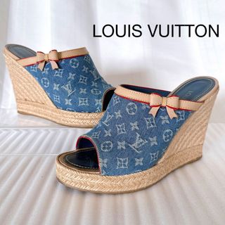 ルイヴィトン(LOUIS VUITTON)のルイヴィトン　モノグラム　デニム　エスパドリーユ　パンプス　サンダル　靴　美品(ハイヒール/パンプス)