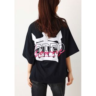 ロデオクラウンズワイドボウル(RODEO CROWNS WIDE BOWL)のロデオ ★ OVERLAPクラウンロゴ Tシャツ（ブラック）(Tシャツ(半袖/袖なし))