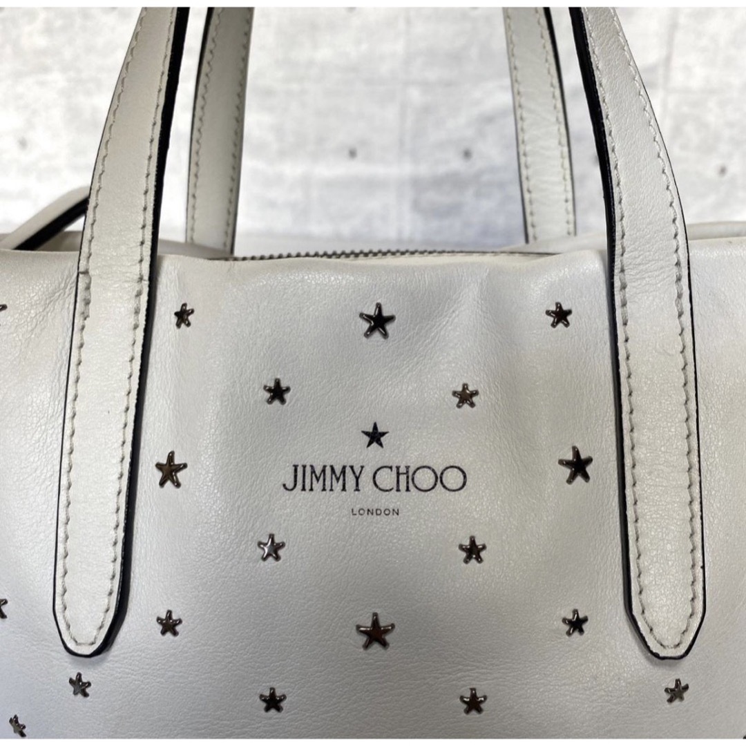 【極美品】JIMMY CHOO MINISARA ホワイト 2WAYハンドバッグ 7