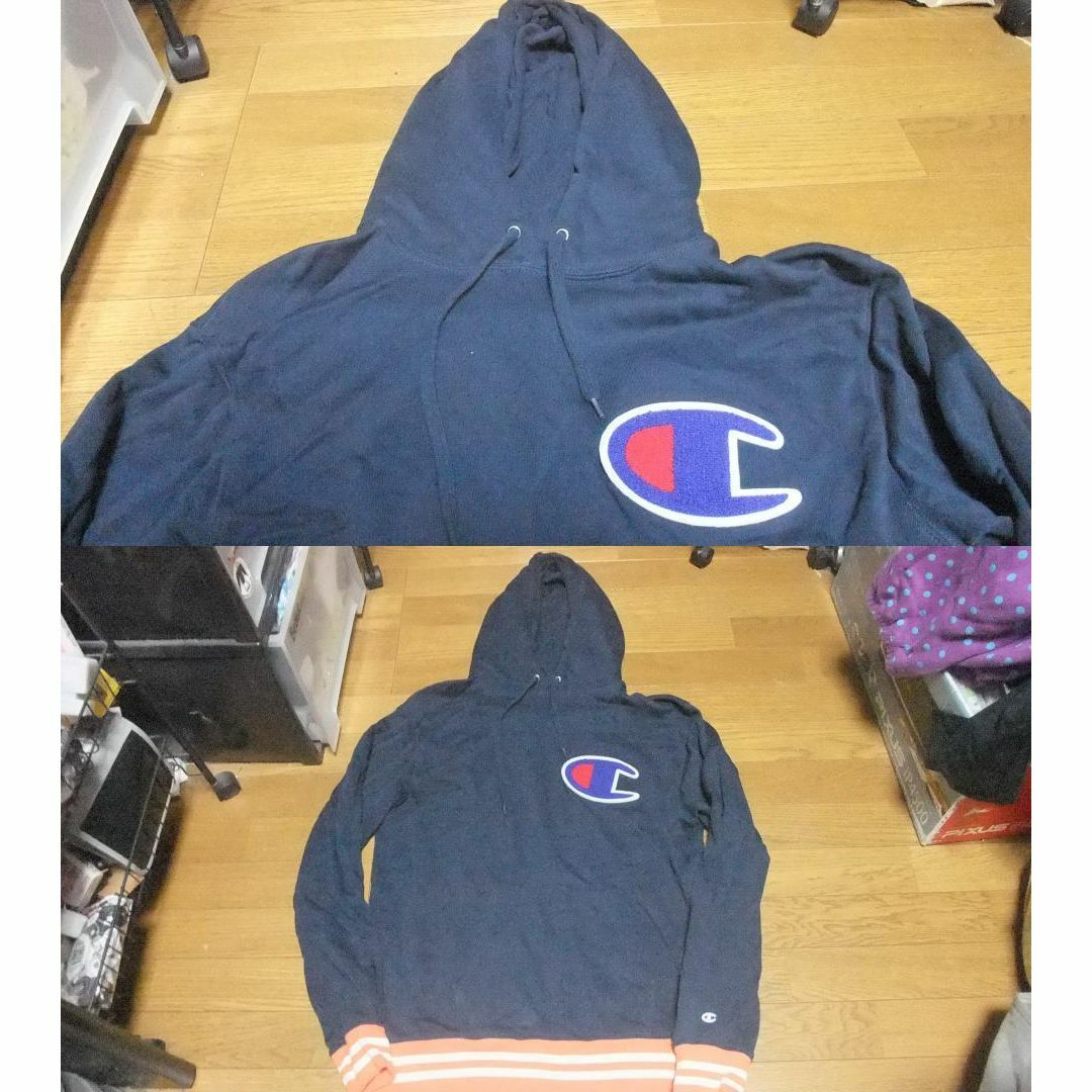 チャンピオン champion ビッグロゴ フード パーカー XL 紺