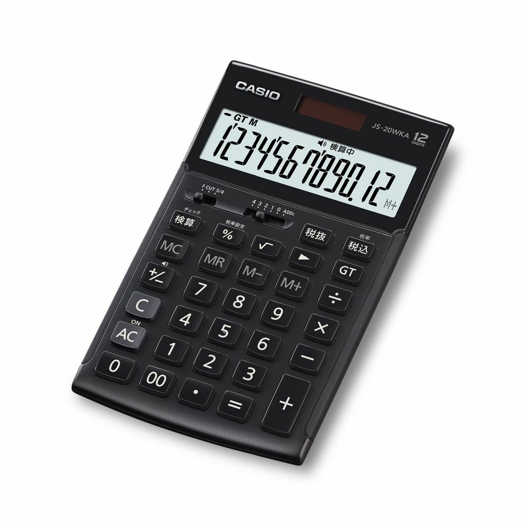 カシオ 本格実務電卓 12桁 検算機能 ジャストタイプ ブラック JS-20WK