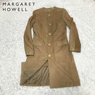 マーガレットハウエル(MARGARET HOWELL)のマーガレットハウエル　オールド　ヌバック　レザー　コート　ベージュ　牛革(ロングコート)