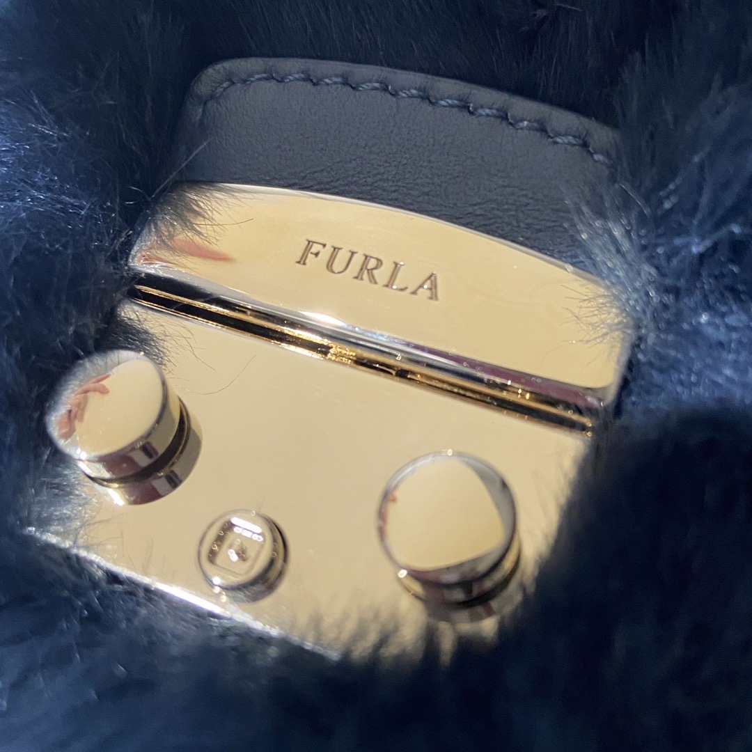 美品 フルラ FURLA メトロポリス ファー ミニバッグ チャーム