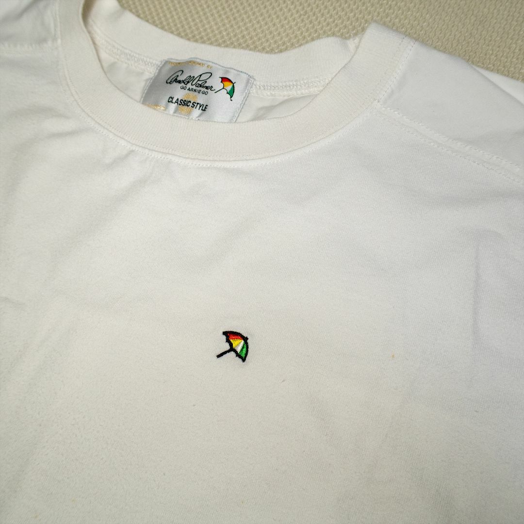 Arnold Palmer(アーノルドパーマー)のアーノルドパーマー ノースリーブ 白 ホワイト 切り替え ボタンシャツ M 美品 レディースのトップス(Tシャツ(半袖/袖なし))の商品写真