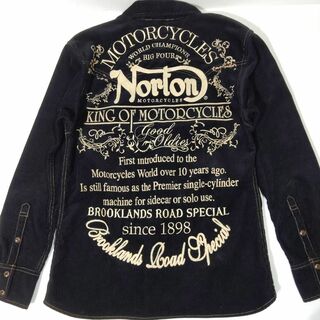 ノートン(Norton)のNorton コーデュロイシャツ ジャケット 刺繍 バイカー必見 ブラック(シャツ)