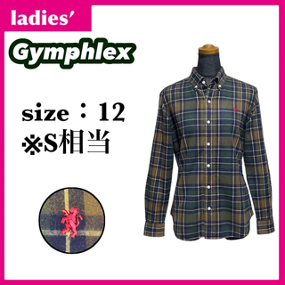 ジムフレックス(GYMPHLEX)のジムフレックス 長袖 シャツ サイズ12 S相当 チェック柄 ワンポイントロゴ(シャツ/ブラウス(長袖/七分))