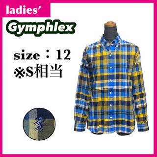 ジムフレックス(GYMPHLEX)のジムフレックス 長袖 シャツ サイズ12 S相当 チェック柄 ワンポイントロゴ(シャツ/ブラウス(長袖/七分))