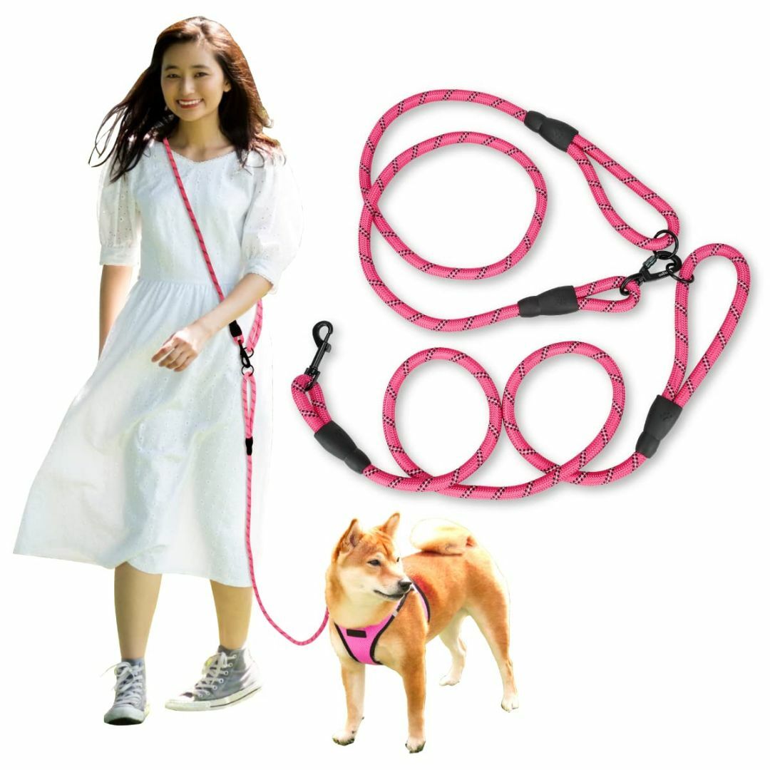 【色: ピンク】Wagoo 犬 リード ショルダーリード 3m ロープ 小型、中