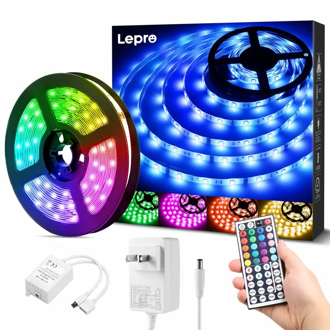 【人気商品】Lepro LEDテープライト 防水 RGB テープライト 5m 1