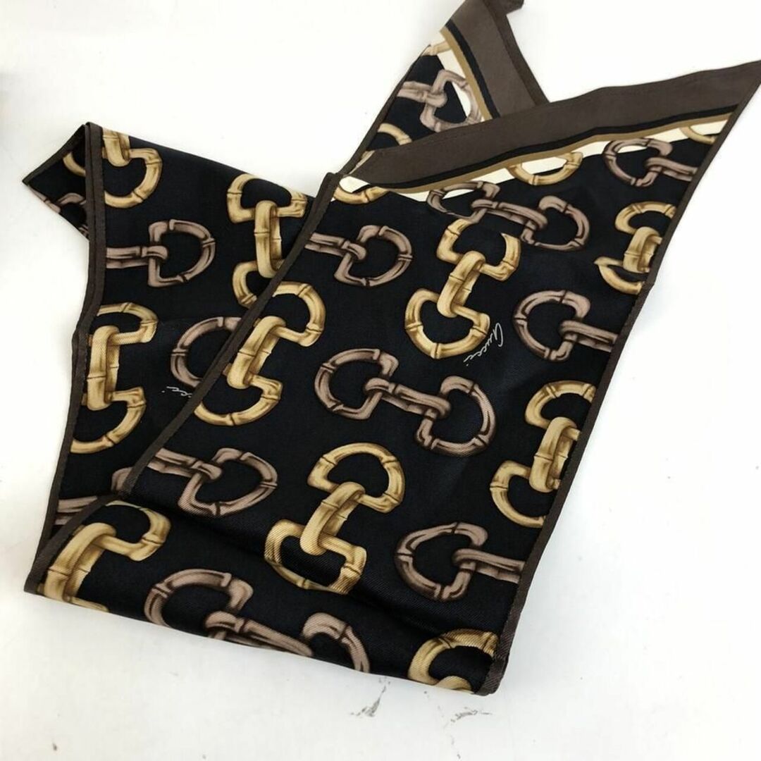 Gucci - GUCCI グッチ スカーフ ホースビット柄 ブラック 小物