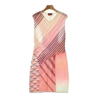 ミッソーニ(MISSONI)のMISSONI ミッソーニ ワンピース -(M位) ベージュxピンク 【古着】【中古】(ひざ丈ワンピース)