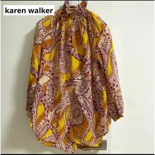 カレンウォーカー(KAREN WALKER)のカレンウォーカー　ペイズリー柄ブラウス　カットソー　シルク混　チュニック(シャツ/ブラウス(長袖/七分))