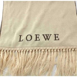 ロエベ LOEWE マフラー シルク 絹 ロゴ ブラウン ベージュ レディース