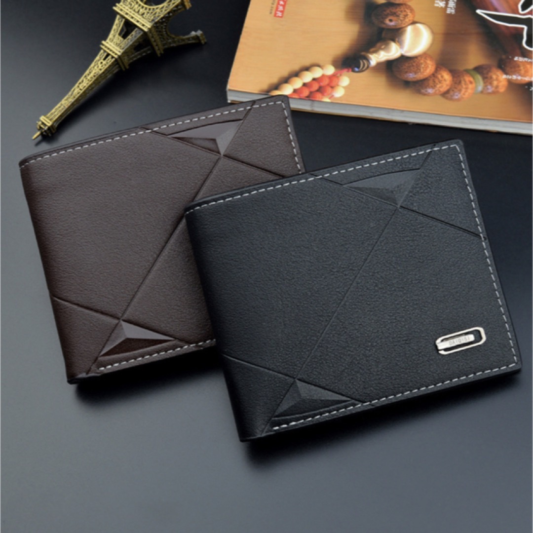 ミニ財布 二つ折り ファッションコインIDショートウォレットカジュアル PUレザ メンズのファッション小物(折り財布)の商品写真