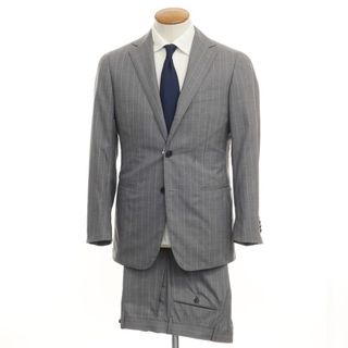 【中古】サルトリア リング Sartoria Ring ウール ストライプ 3B セットアップ スーツ グレーxホワイト【サイズ46】【メンズ】(セットアップ)