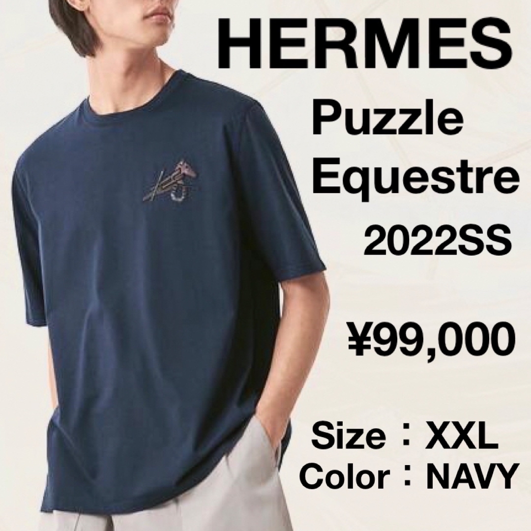 新品❗️HERMES エルメス メンズ Tシャツ ミニレザーパッチ 2023SS-