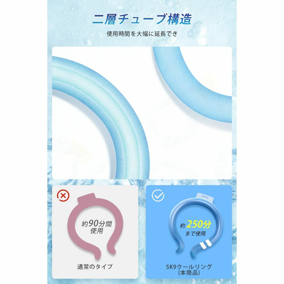 【色: ブルー】2023夏新設計 【熱中症対策 2層チューブ設計】 クールリング