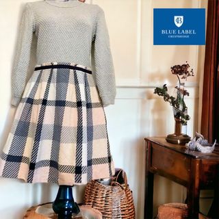 ブルーレーベルクレストブリッジ(BLUE LABEL CRESTBRIDGE)のブルーレーベルクレストブリッジ　チェック柄　ドッキングワンピース　グレー　36(ひざ丈ワンピース)