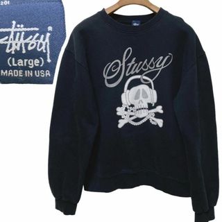 old STUSSY スカル フェルトワッペンスウェットブラウン ヴィンテージ