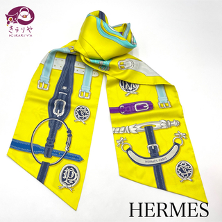 エルメス(Hermes)のエルメス スカーフ マキシツイリー シルク100% イエロー×マルチカラー 箱付(バンダナ/スカーフ)