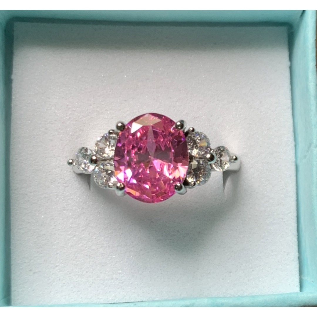925シルバーリングジルコニアお誕生日結婚式　プレゼント　ピンクストーンb1 レディースのアクセサリー(リング(指輪))の商品写真