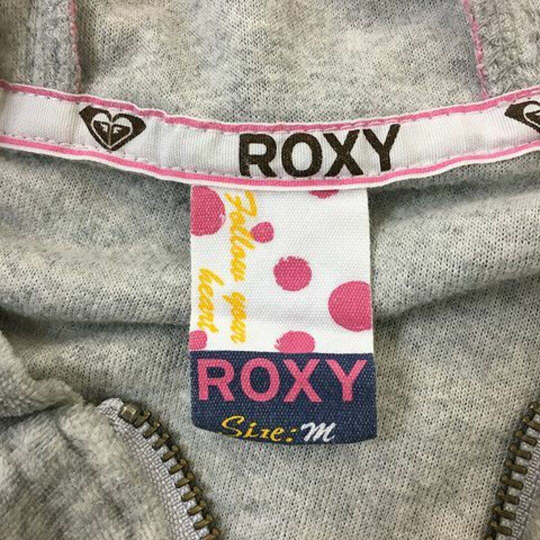 Roxy(ロキシー)のロキシー パーカー フーディー ジップアップ ベロア調 ロゴ 長袖 M グレー レディースのトップス(パーカー)の商品写真