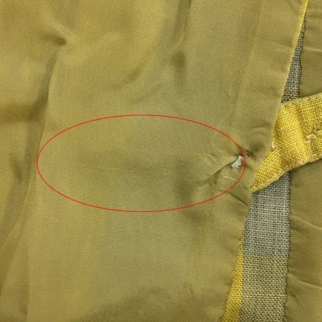 MOGA(モガ)のモガ MOGA スカート 台形 膝丈 ラップ チェック リネン M 黄 青 レディースのスカート(ひざ丈スカート)の商品写真