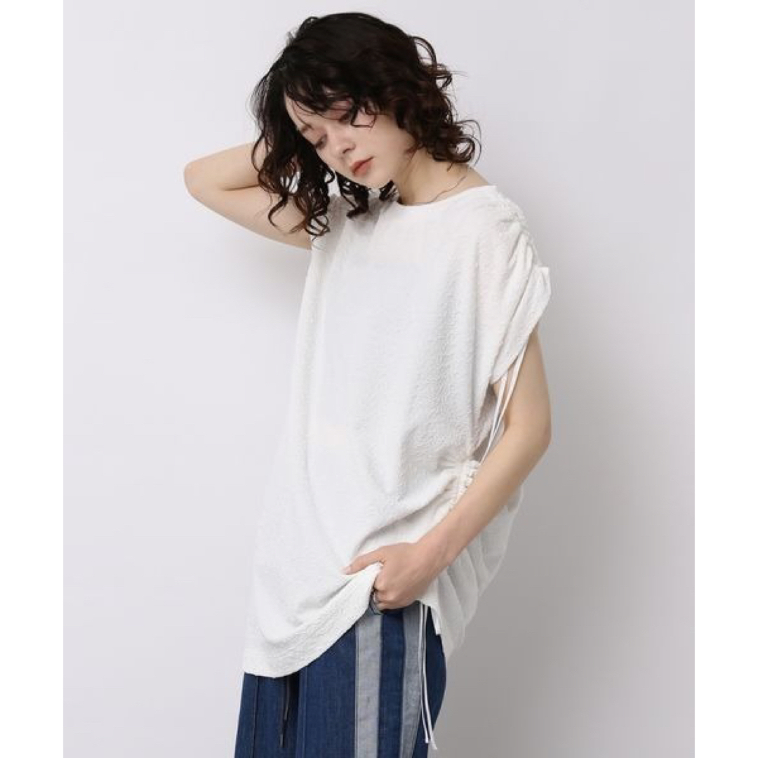 JEANASIS(ジーナシス)のJEANASIS ジャガードアシメドロストSS TEE レディースのトップス(Tシャツ(半袖/袖なし))の商品写真