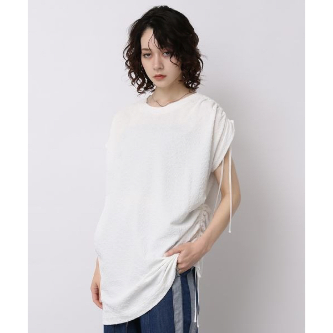 JEANASIS(ジーナシス)のJEANASIS ジャガードアシメドロストSS TEE レディースのトップス(Tシャツ(半袖/袖なし))の商品写真