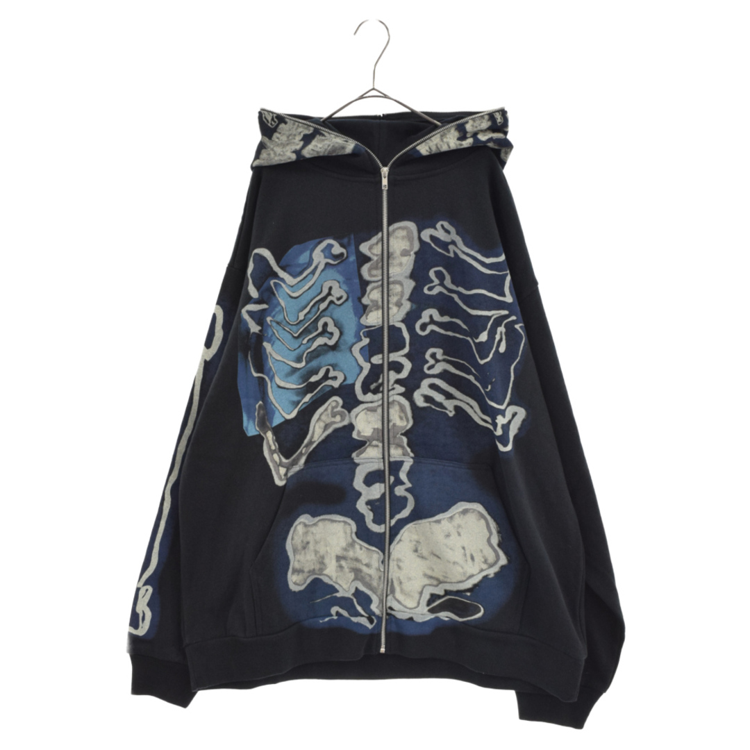 Cactus Jack カクタスジャック CACTUS JACK FOR Fragment SKELETON GRAFFITI FULL ZIP HOODIE フラグメント スケルトングラフィックプリント ジップアップパーカー ブラック