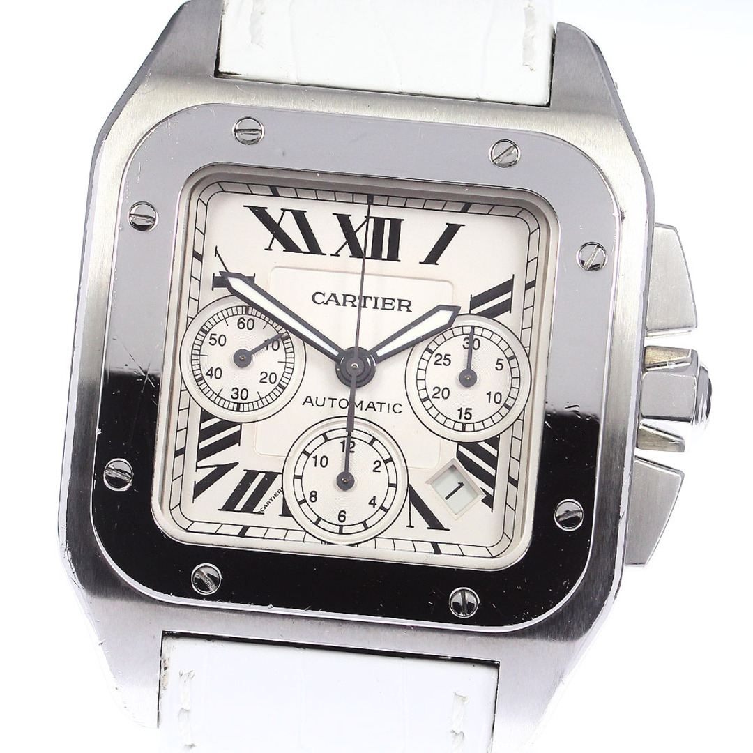 未使用品針カルティエ CARTIER W20090X8 サントス100 XL クロノグラフ 自動巻き メンズ _766216