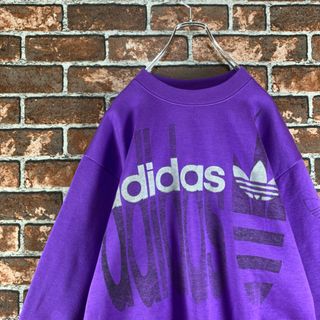 アディダス(adidas)の【希少】アディダス　90s　デサント　デカロゴ　トレフォイルロゴ　紫　スウェット(スウェット)